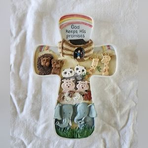 Abbey Press Noah's Ark Cross Handpainted Resin Nursery Religious Decor